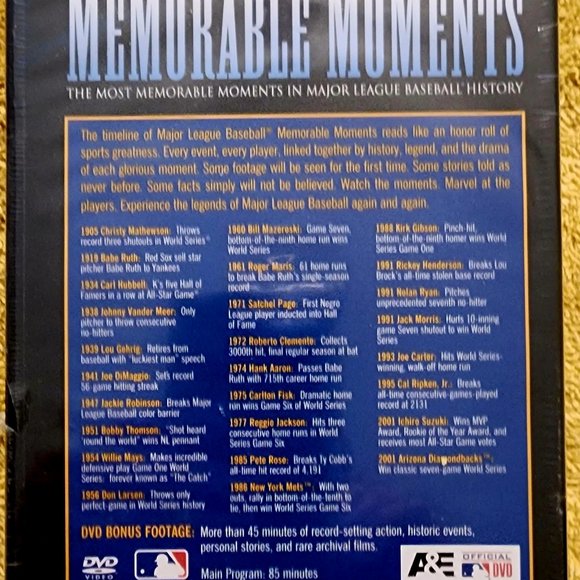 Baseball (MLB) Memorable Moments DVD  (2009) - Picture 2 of 2